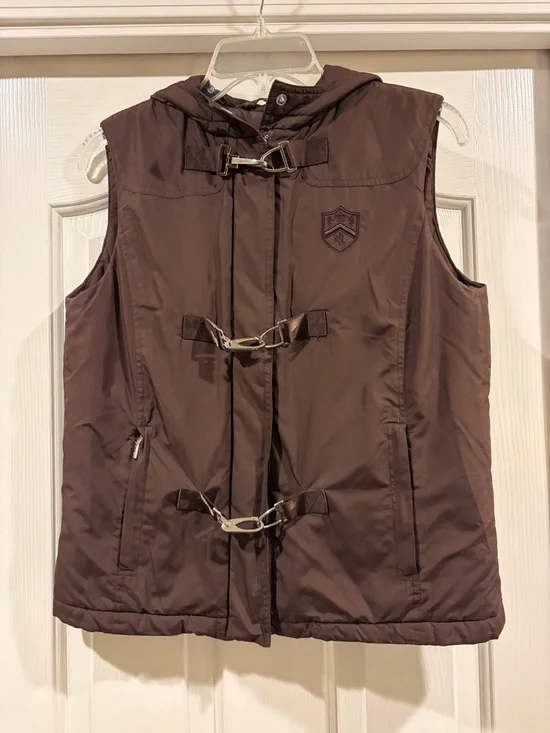 Ralph Lauren Brown Hooded Toggle Vest size Small exc. cond - Picture 1 of 6